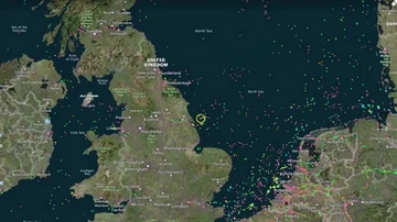 An oil tanker and a merchant ship clash in the North Sea off the eastern coast of the United Kingdom An oil tanker and a merchant ship clash in the North Sea off the eastern coast of the United Kingdom