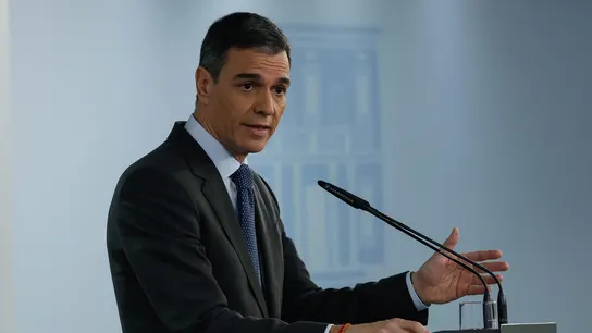 Pedro Sánchez, durante su comparecencia este jueves tras la reunión con el resto de grupos parlamentarios sobre la seguridad de Europa y Ucrania Pedro Sánchez, durante su comparecencia este jueves tras la reunión con el resto de grupos parlamentarios sobre la seguridad de Europa y Ucrania