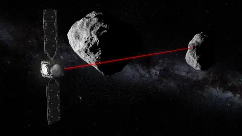 Con su altímetro láser, Hera escanea la superficie de Dimorphos Con su altímetro láser, Hera escanea la superficie de Dimorphos