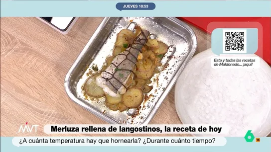 La receta de merluza rellena de langostinos del chef Carlos Maldonado Paso a paso El cocinero con estrella Michelín viene desde Talavera de la Reina a Más Vale Tarde para traernos una receta con sabor a mar. Sigue el vídeo y no pierdas detalle.