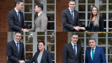 El presidente del Gobierno, Pedro S&aacute;nchez, recibe en Moncloa a ERC, Junts, EH Bildu y PNV.