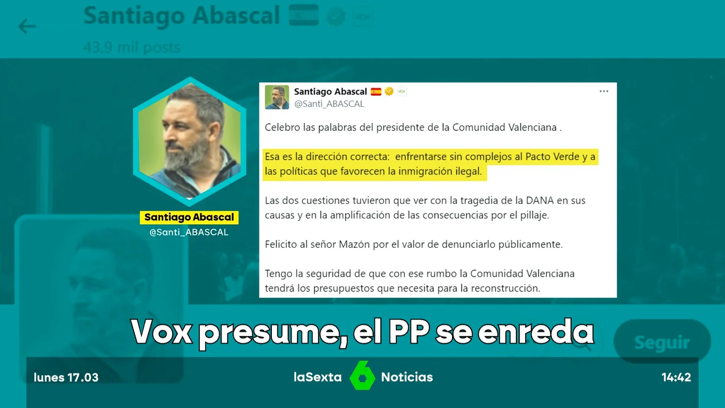 Vox presume de su pacto con Mazón para los presupuestos valencianos y el PP se enreda Vox presume de su pacto con Mazón para los presupuestos valencianos y el PP se enreda