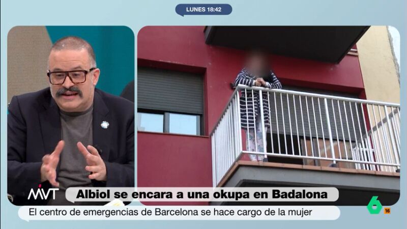 Edu Galán, a Albiol tras encararse con una okupa: "Que un alcalde se vaya a proteger el piso de un banco me parece alucinante"