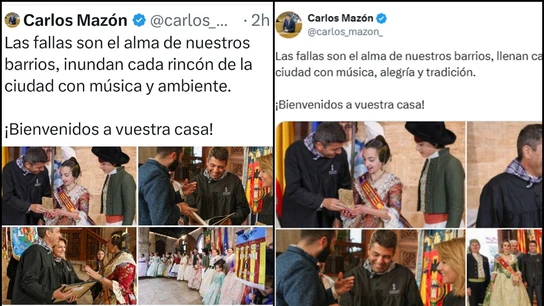 Los dos post de Mazón en X por las fallas Los dos post de Mazón en X por las fallas