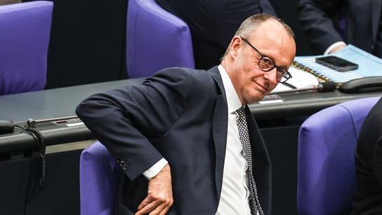 El líder de la CDU y canciller alemán, Friedrich Merz El líder del CDU alemán, Friedrich Merz, durante la votación en el Parlamento alemán