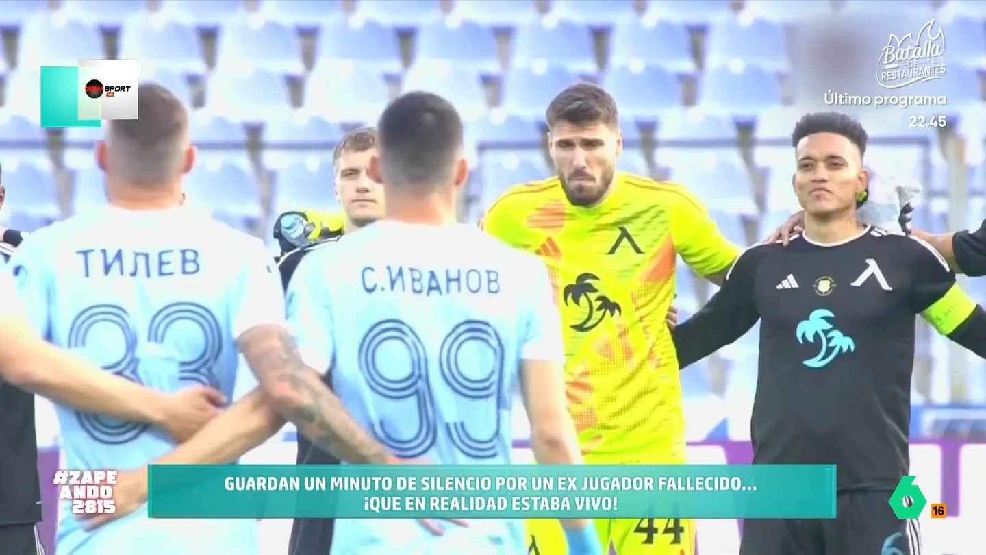 Surrealista minuto de silencio por un exjugador muerto... que está vivo Momento insólito en la liga búlgara cuando el Arda y el Levski Sofía dedicaban un minuto de silencio por Petko Ganchev, un exjugador de los locales que, según Iñaki Urrutia, "no estaba muerto, estaba de parranda".