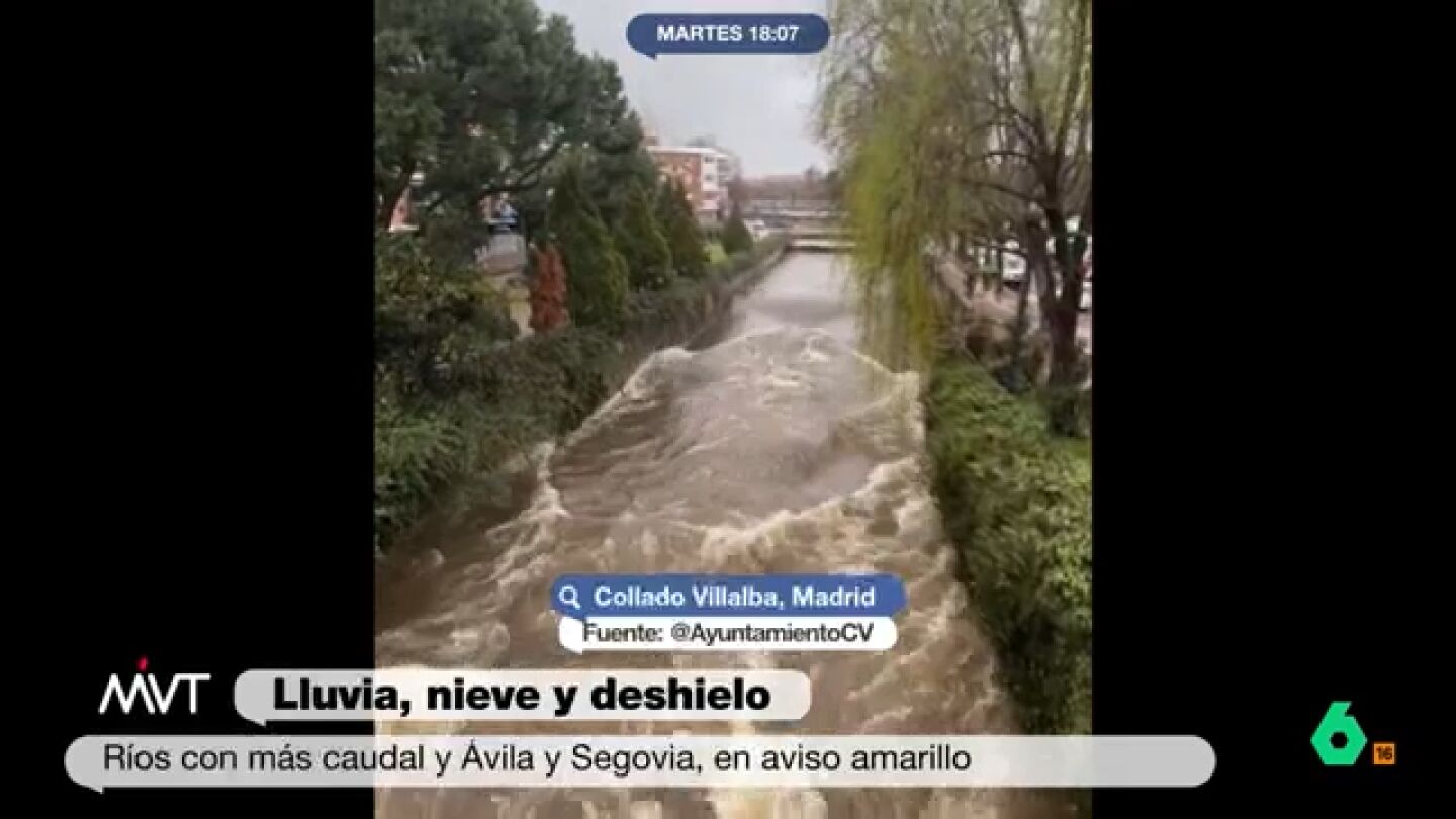 Crecida del río Guadarrama a su paso por Collado Villalba 