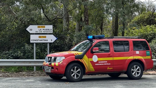 Los bomberos que buscan a un matrimonio que ha sido arrastrado por el agua de un arroyo en Constantina (Sevilla) Los bomberos que buscan a un matrimonio que ha sido arrastrado por el agua de un arroyo en Constantina (Sevilla)