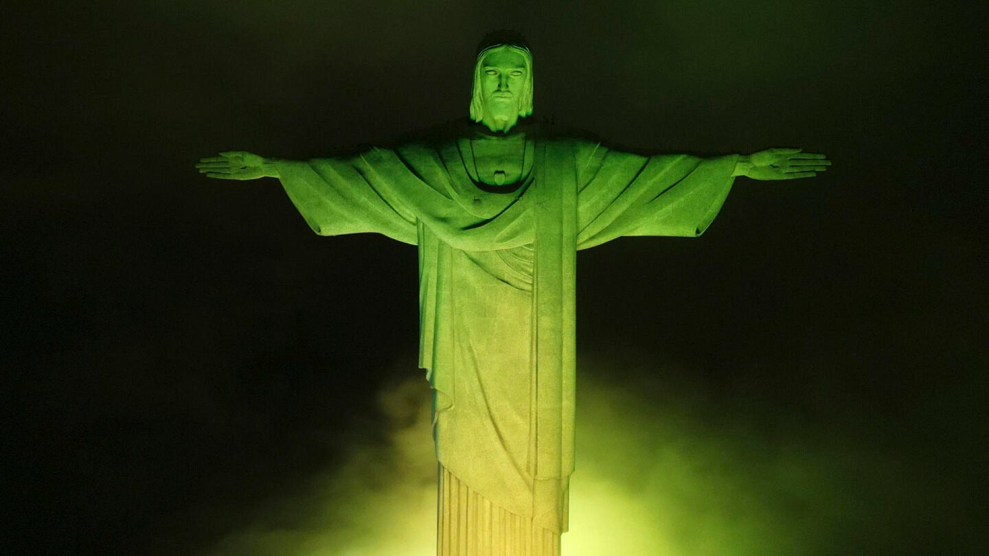 Fotograf&iacute;a a&eacute;rea del Cristo Redentor en R&iacute;o de Janeiro (Brasil)