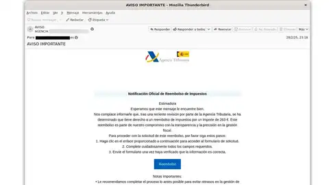 Mail sospechoso de la Agencia Tributaria Mail sospechoso de la Agencia Tributaria