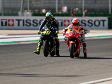 Valentino Rossi y Marc M&aacute;rquez