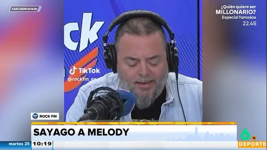 Sayago relaciona las intensas lluvias con que "Melody no haya parado de cantar": "No tengo pruebas, pero tampoco dudas" Sayago relaciona las intensas lluvias con que "Melody no haya parado de cantar": "No tengo pruebas, pero tampoco dudas"
