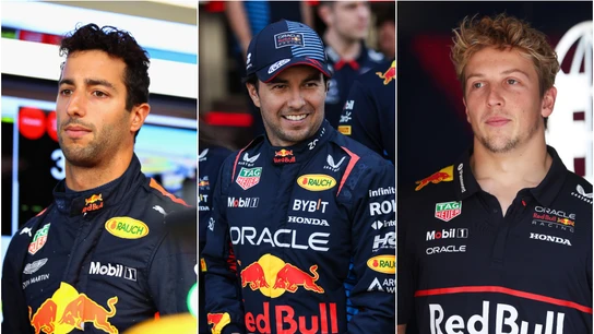 Daniel Ricciardo, Checo Pérez y Liam Lawson Daniel Ricciardo, Checo Pérez y Liam Lawson