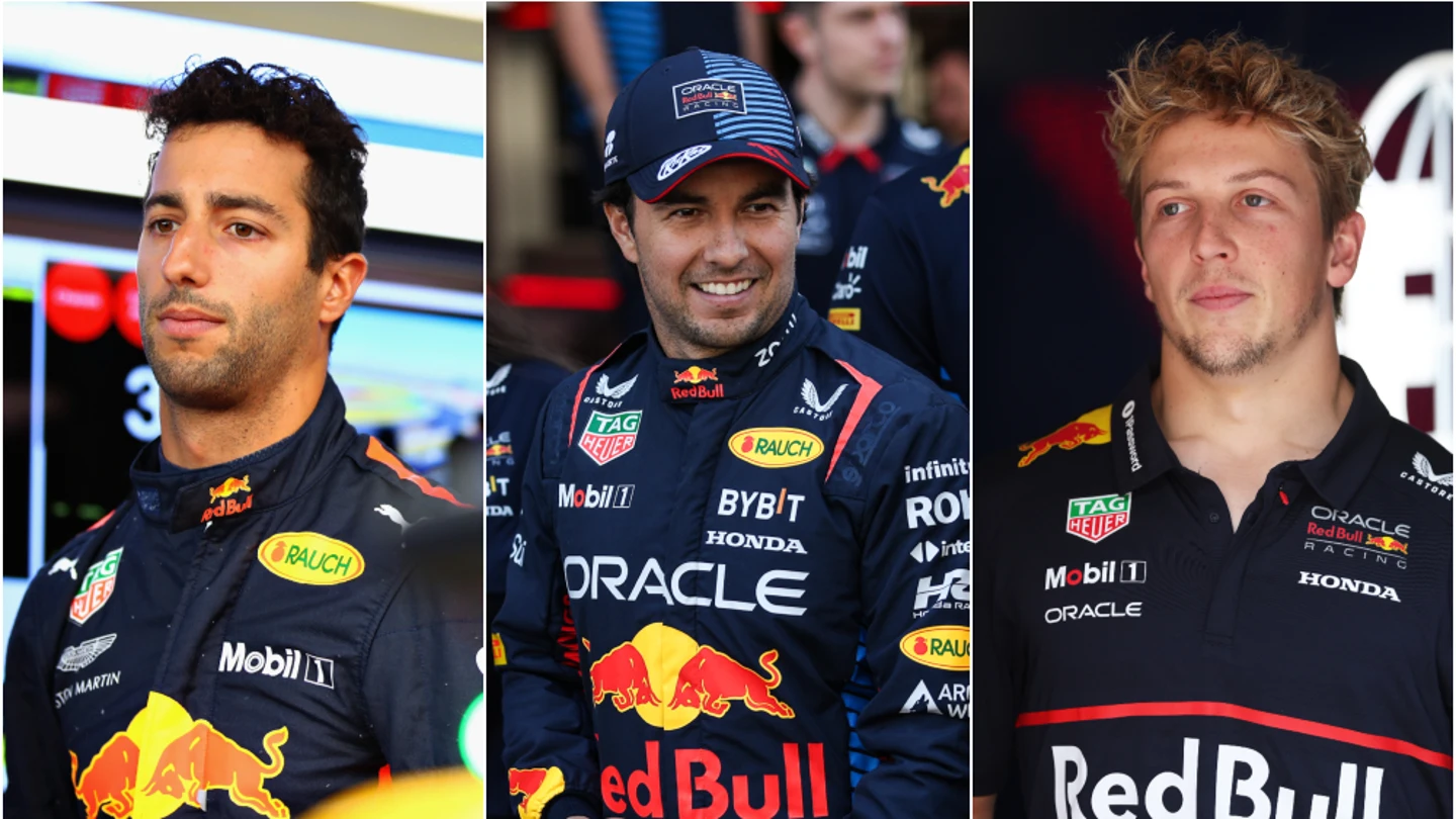 Daniel Ricciardo, Checo Pérez y Liam Lawson Daniel Ricciardo, Checo Pérez y Liam Lawson