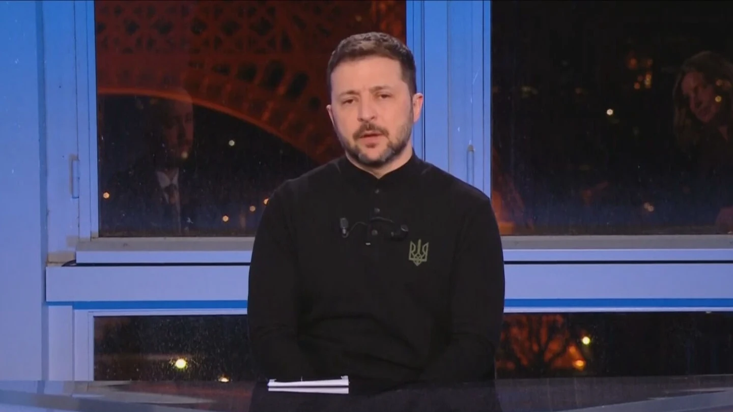 Zelenski, durante la entrevista en France 2. Zelenski, durante la entrevista en France 2.