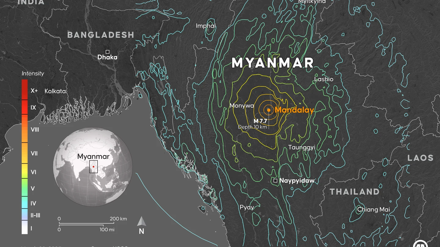 Infografía sobre el terremoto de magnitud 7,7 registrado en Mandalay (Birmania) el 28 de marzo de 2025 Infografía sobre el terremoto de magnitud 7,7 registrado en Mandalay (Birmania) el 28 de marzo de 2025