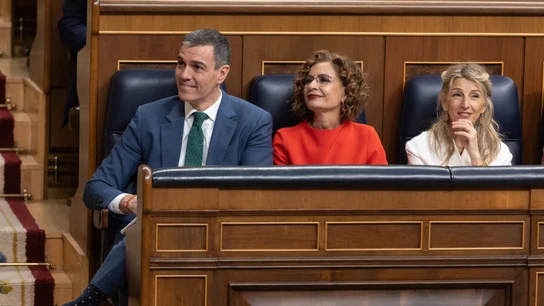 El presidente del Gobierno, Pedro Sánchez, María Jesús Montero y Yolanda Díaz El presidente del Gobierno, Pedro Sánchez, María Jesús Montero y Yolanda Díaz