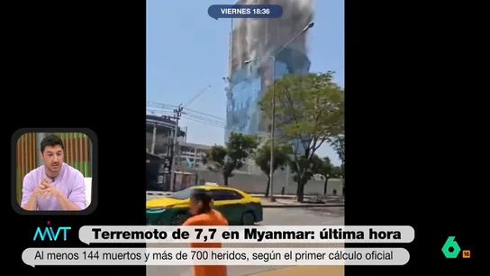 Francisco Cacho advierte sobre posibles réplicas del terremoto de Myanmar: "Podrían colapsar edificios dañados" El meteorólogo de laSexta explica que en esa zona están acostumbrados a ese tipo de seísmos debido a que en esa zona "hay placas tectónicas que chocan".