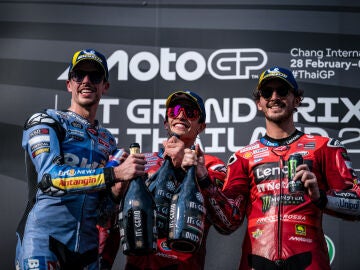 Álex Márquez, Marc Márquez y 'Pecco' Bagnaia