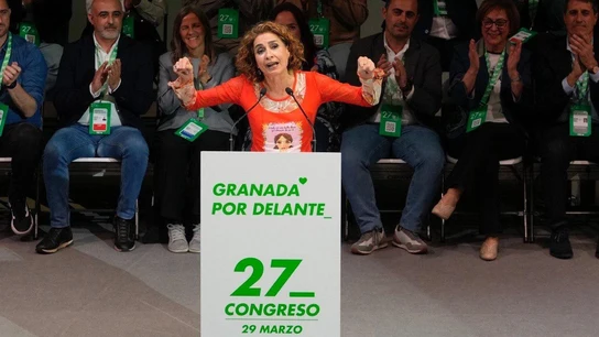 La vicepresidenta primera y ministra de Hacienda, María Jesús Montero, en un acto este sábado en Granada. La vicepresidenta primera y ministra de Hacienda, María Jesús Montero, en un acto este sábado en Granada.