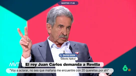 El momento en que Revilla pronosticó una posible demanda del rey emérito: "En eso ha sido más listo..." "Quiero hacer una primera aclaración, no vaya a ser que mañana me encuentre con 20 querellas", vaticinaba Miguel Ángel Revilla durante una entrevista en laSexta Xplica donde habló sobre Medina y Luceño, pero también del rey emérito.