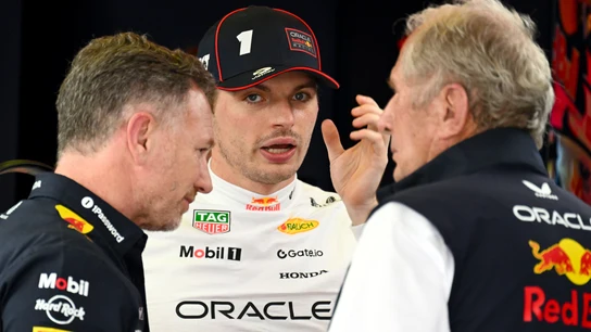 Cristian Horner, Max Verstappen, Helmut Marko Cristian Horner, Max Verstappen, Helmut Marko