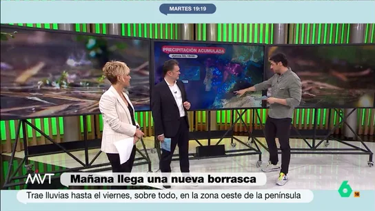Iñaki López, ante la nueva borrasca que llega a España: "¿El fin de semana podemos librar?" Francisco Cacho anuncia que vuelven las precipitaciones a nuestro país. El meteorólogo de laSexta vuelve con malas noticias y cuenta que de miércoles a viernes volverá a llover de manera intensa en nuestro país.
