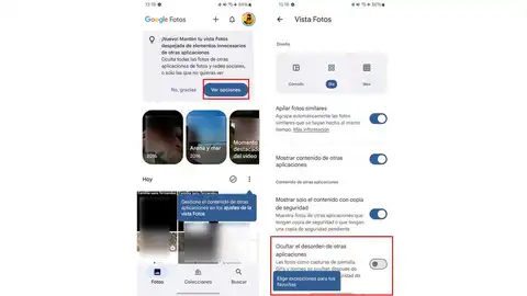 ocultando las imágenes de otras apps ocultando las imágenes de otras apps