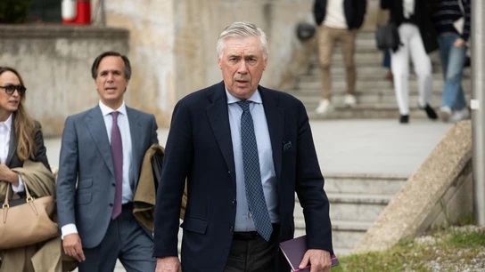 El entrenador del Real Madrid, Carlo Ancelotti, a su salida de declarar ante la Audiencia Provincial de Madrid El entrenador del Real Madrid, Carlo Ancelotti, a su salida de declarar ante la Audiencia Provincial de Madrid