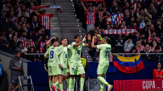 Los jugadores del Barça celebran el gol de Ferran Torres Los jugadores del Barça celebran el gol de Ferran Torres
