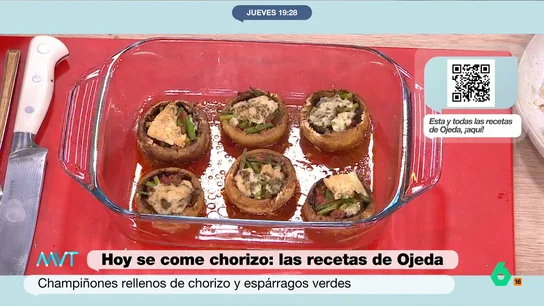 La receta del nutricionista Pablo Ojeda de champiñones rellenos de chorizo y espárragos verdes Esta receta de champiñones rellenos fácil de preparar puede ser ideal para incluir en tu menú semanal... ¡y perfecta para llevar en tupper!