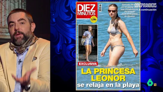 Dani Mateo reacciona a la foto de la princesa Leonor en bikini: "Ha superado una maniobra básica" 'Los Aristorrancios' Wyoming y Dani Mateo analizan la foto de la semana en la Casa Real, donde aparece la princesa Leonor en bikini en una playa de Uruguay, y cómo han analizado los medios su 'outfit'.