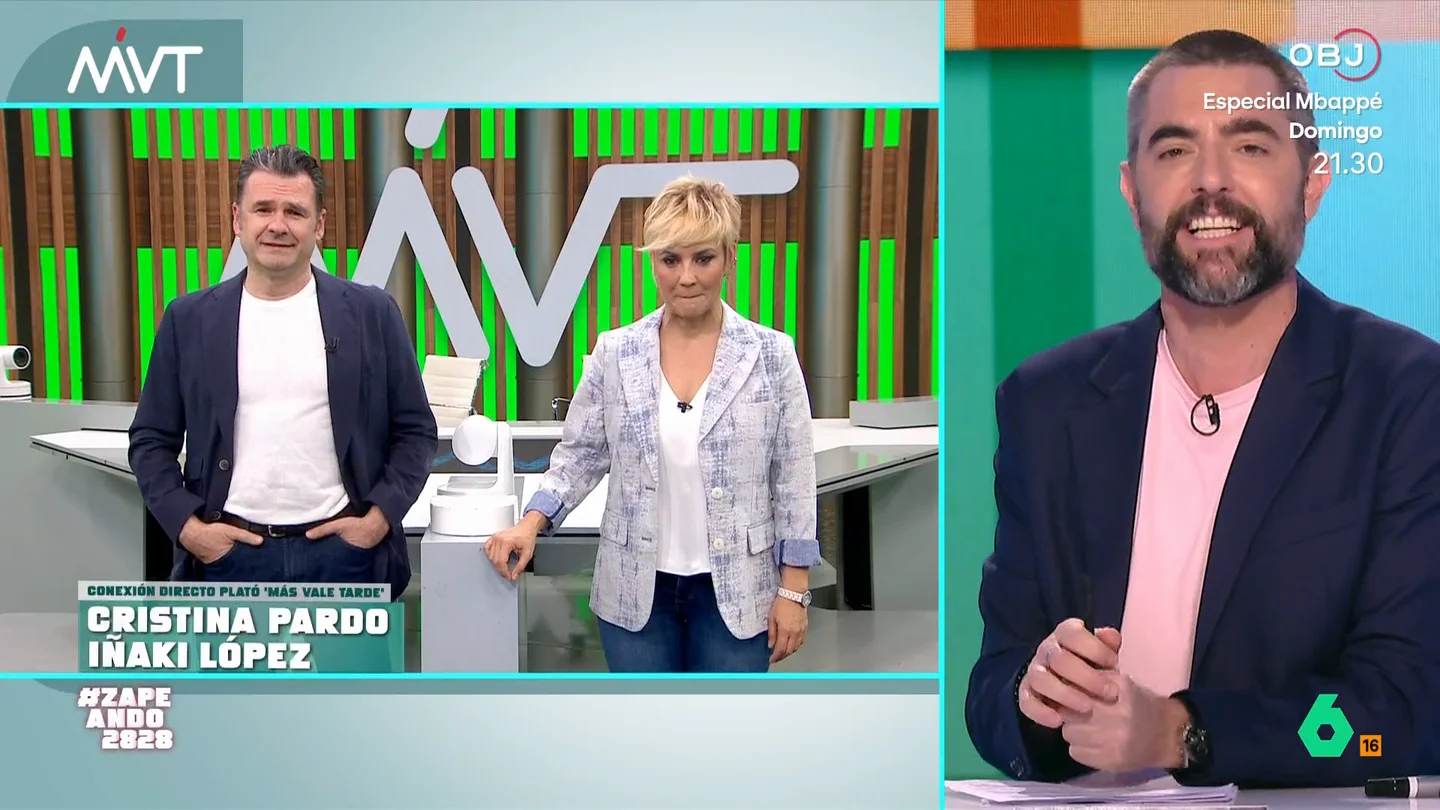 Iñaki López explica las "pataditas' del bebé de Cristina Pedroche: "Tiene ganas de programas serios y buenos" El presentador de Zapeando conecta con Más Vale Tarde pero da un aviso a sus presentadores: "El hijo de Cristina Pedroche está dando pataditas". Iñaki aprovecha para lanzar una de sus habituales 'dardos' hacía Dani Mateo.