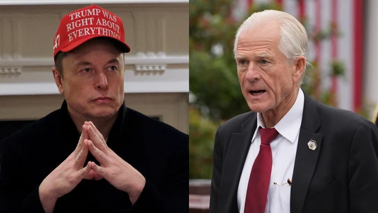 Elon Musk y el asesor comercial de Trump Peter Navarro, en sendas imágenes de archivo Elon Musk y el asesor comercial de Trump Peter Navarro, en sendas imágenes de archivo