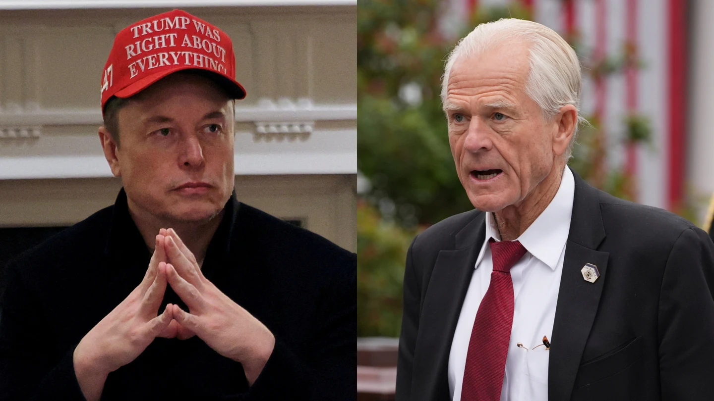 Elon Musk y el asesor comercial de Trump Peter Navarro, en sendas imágenes de archivo Elon Musk y el asesor comercial de Trump Peter Navarro, en sendas imágenes de archivo