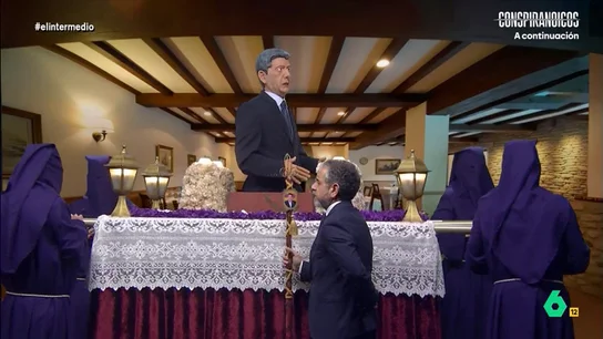 Carlos Mazón, 'Nuestro Señor de la Perpetua Sobremesa', llega al Ventorro: "Cada vez que viene le gusta recrearse" El presidente de la Generalitat Valenciana se convierte en el protagonista de la Semana Santa de El Intermedio y la Hermandad del Santo Tardeo Valenciano hace su primera estación de penitencia es "ese sacrosanto lugar de esparcimiento".