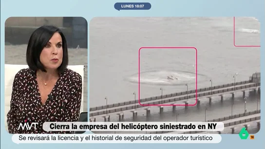 Bea de Vicente, sobre el accidente de helicóptero en Nueva York: "Puede que nunca lleguemos a averiguar lo que pasó" Bea de Vicente analiza en este vídeo las novedades sobre el accidente de helicóptero en Nueva York donde murió una familia española y afirma, respecto a la empresa que hacía los vuelos turísticos, que "ahora hay que asumir responsabilidades".