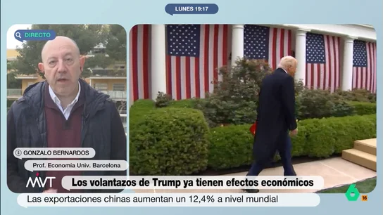 Bernardos, sobre los vaivenes de Trump con los aranceles: "Es como un niño caprichoso, la economía mundial es su juguete" El economista considera que el presidente estadounidense está actuando "en base a las presiones que recibe". Además, cree que los aranceles seguirán bajando pero deben encontrar un relato coherente para justificarlo.