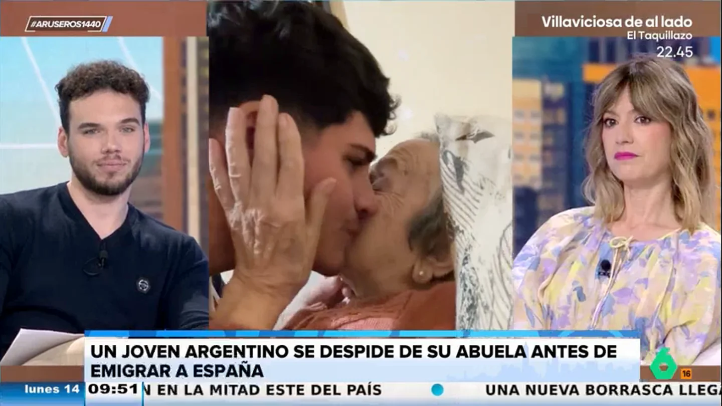 "¿Me esperarás?": La emotiva despedida de un nieto argentino a su abuela antes de emigrar a España para ganar dinero "¿Me esperarás?": La emotiva despedida de un nieto argentino a su abuela antes de emigrar a España para ganar dinero