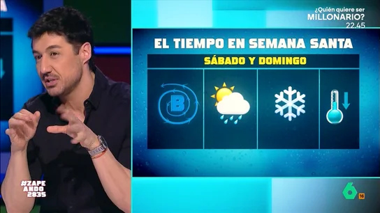 Francisco Cacho trae malas noticias sobre el tiempo en Semana Santa: del jueves "anticiclónico" a la borrasca que viene del norte Francisco Cacho desvela qué tiempo va a hacer esta Semana Santa, donde el jueves será el día con mejor tiempo, pero a partir del viernes llegan las lluvias, el frío e incluso la nieve en algunas zonas.