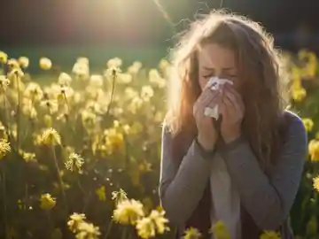 Mujer con alergia Mujer con alergia