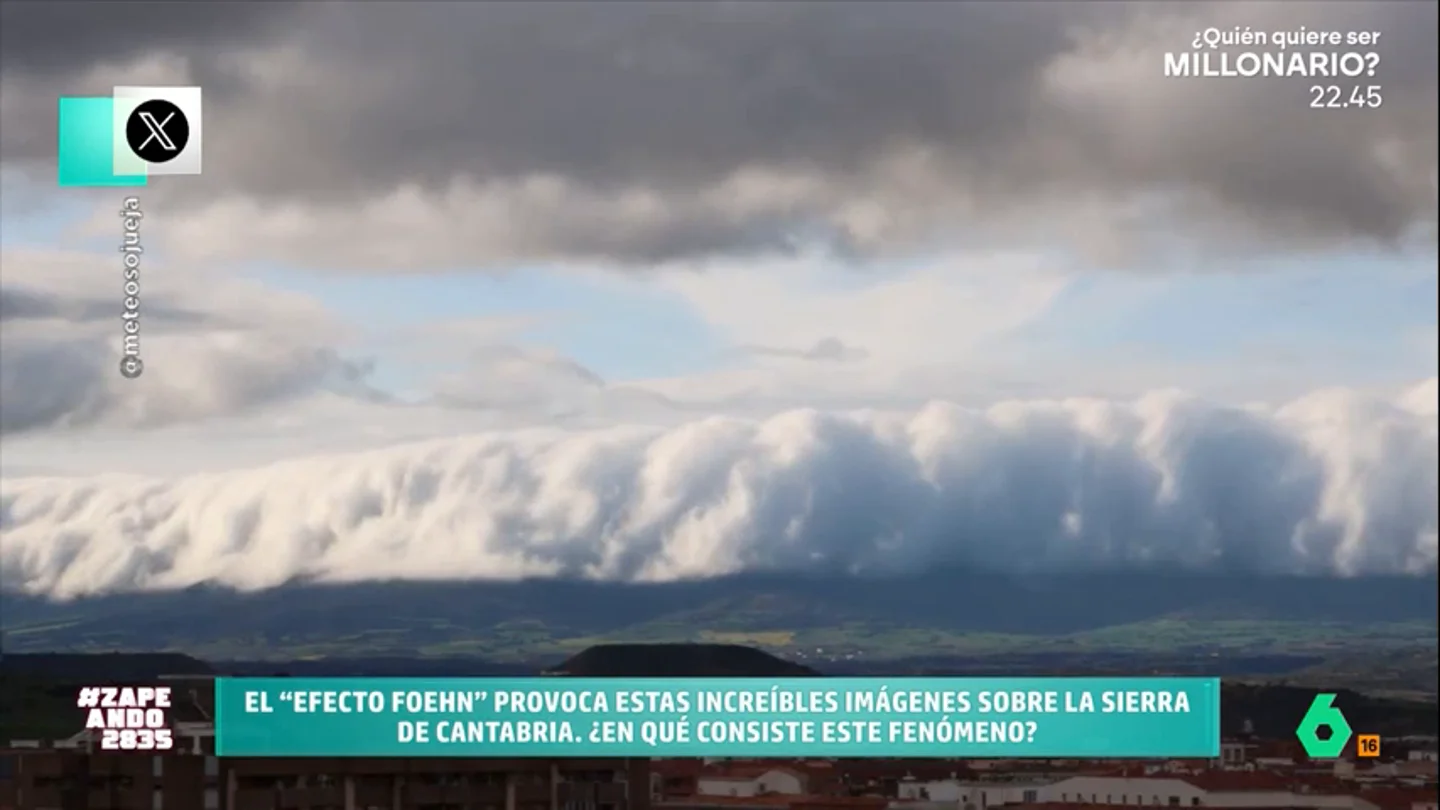 ¿Qué es el 'efecto Foehn'? Francisco Cacho explica el fenómeno que ha dejado imágenes brutales en La Rioja En La Rioja se ha podido ver una espectacular cascada de nubes en la sierra de Cantabria provocada por el 'efecto Foehn'. Francisco Cacho explica en qué consiste este impresionante fenómeno meteorológico.