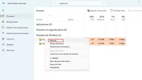 Reiniciando el explorador de Windows Reiniciando el explorador de Windows