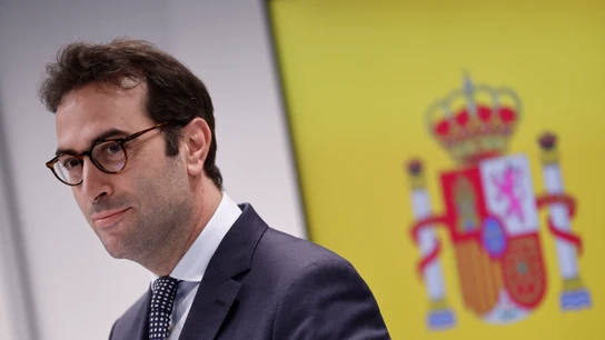 El ministro de Economía, Comercio y Empresa, Carlos Cuerpo, durante la rueda de prensa posterior a la reunión que ha mantenido el pasado día El ministro de Economía, Comercio y Empresa, Carlos Cuerpo, durante la rueda de prensa posterior a la reunión que ha mantenido el pasado día