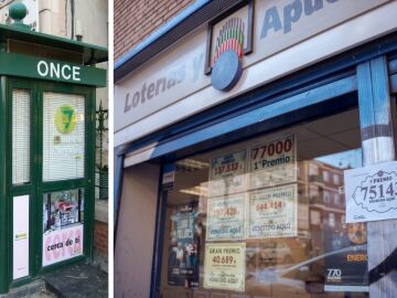 A la izquierda, un kiosko de la ONCE y a la derecha, una administración de Loterías y Apuestas del Estado
