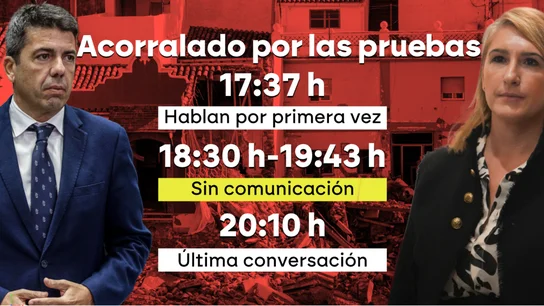 Mazón, acorralado: las llamadas que demuestran su inacción en la DANA le dejan (aún más) en la cuerda floja Mazón, acorralado: las llamadas que demuestran su inacción en la DANA le dejan (aún más) en la cuerda floja