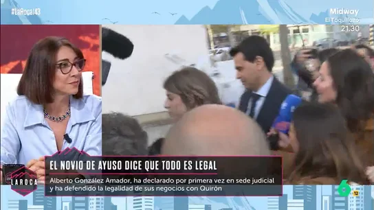 Carmen Ro 'aplaude' a Ayuso por no estar en España cuando su novio está citado: "Es experta en saber cuándo no tiene que estar" La presidenta de la Comunidad de Madrid ha viajado hasta Ecuador coincidiendo con la primera declaración en sede judicial de Alberto González Amador, su pareja.