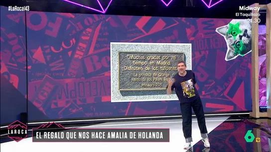 El ataque de risa de Nuria Roca durante el 'repaso' de Nacho García al ver la dedicatoria de Amalia de Holanda a Madrid El cómico se hacía eco de la visita de la princesa a Madrid para inaugurar un jardín de tulipanes junto a José Luis Martínez-Almeida, alcalde de Madrid.
