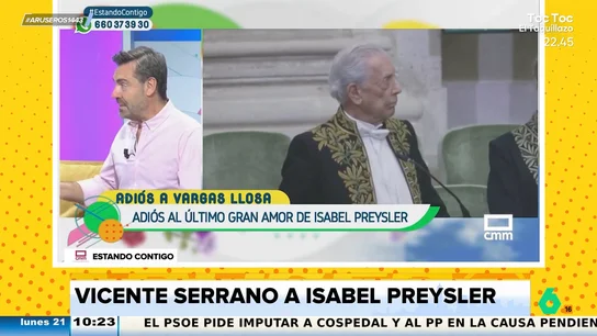 Vicente Serrano, a Isabel Preysler tras el fallecimiento de Mario Vargas Llosa: "De todos sus hombres de su vida, solo queda uno vivo" Vicente Serrano, a Isabel Preysler tras el fallecimiento de Mario Vargas Llosa: "De todos sus hombres de su vida, solo queda uno vivo"