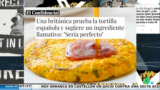 La reacción de Alfonso Arús a la sugerencia de una británica de comernos la tortilla de patatas con tomate: "Ya es triste" La reacción de Alfonso Arús a la sugerencia de una británica de comernos la tortilla de patatas con tomate: "Ya es triste"